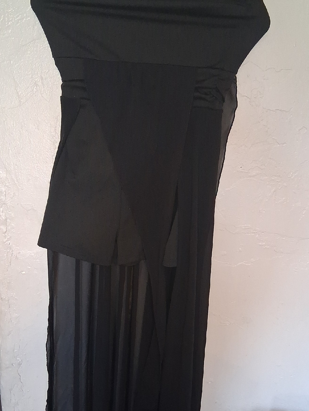 Black Strapless Layered Evening Dress